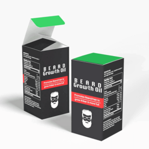Custom beard oil box with sleek packaging design