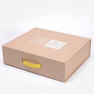 Custom suitcase-style packaging box with elegant handle design