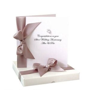 Luxury custom wedding card box with elegant ribbon design