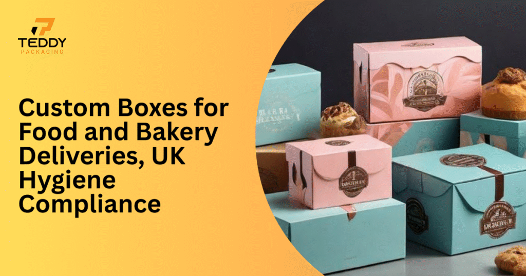 Custom food and bakery boxes designed for safe UK delivery with hygiene compliant materials