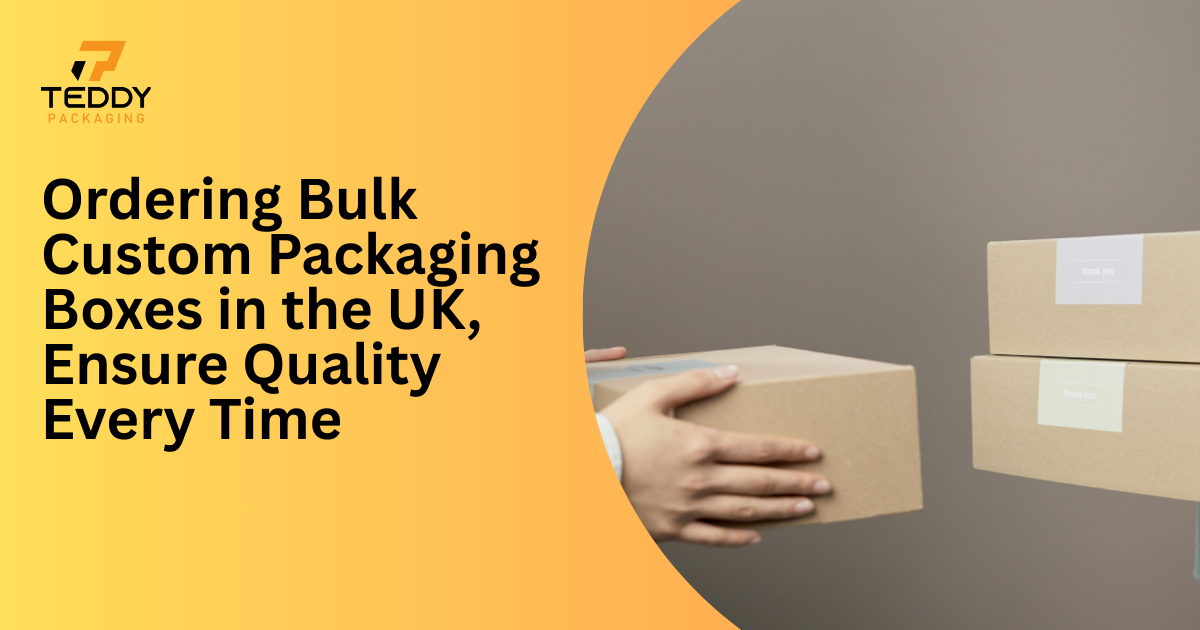 Bulk custom packaging boxes being prepared and inspected in the UK to ensure consistent quality and safe delivery
