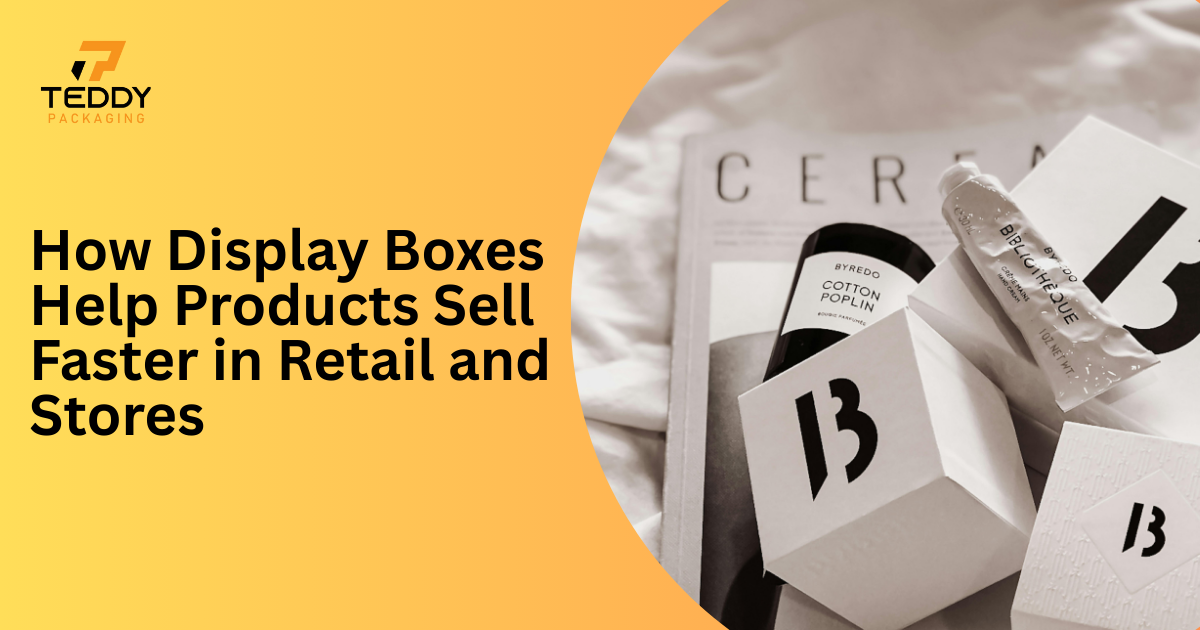 Retail display boxes presenting products neatly on store shelves to increase visibility and sales